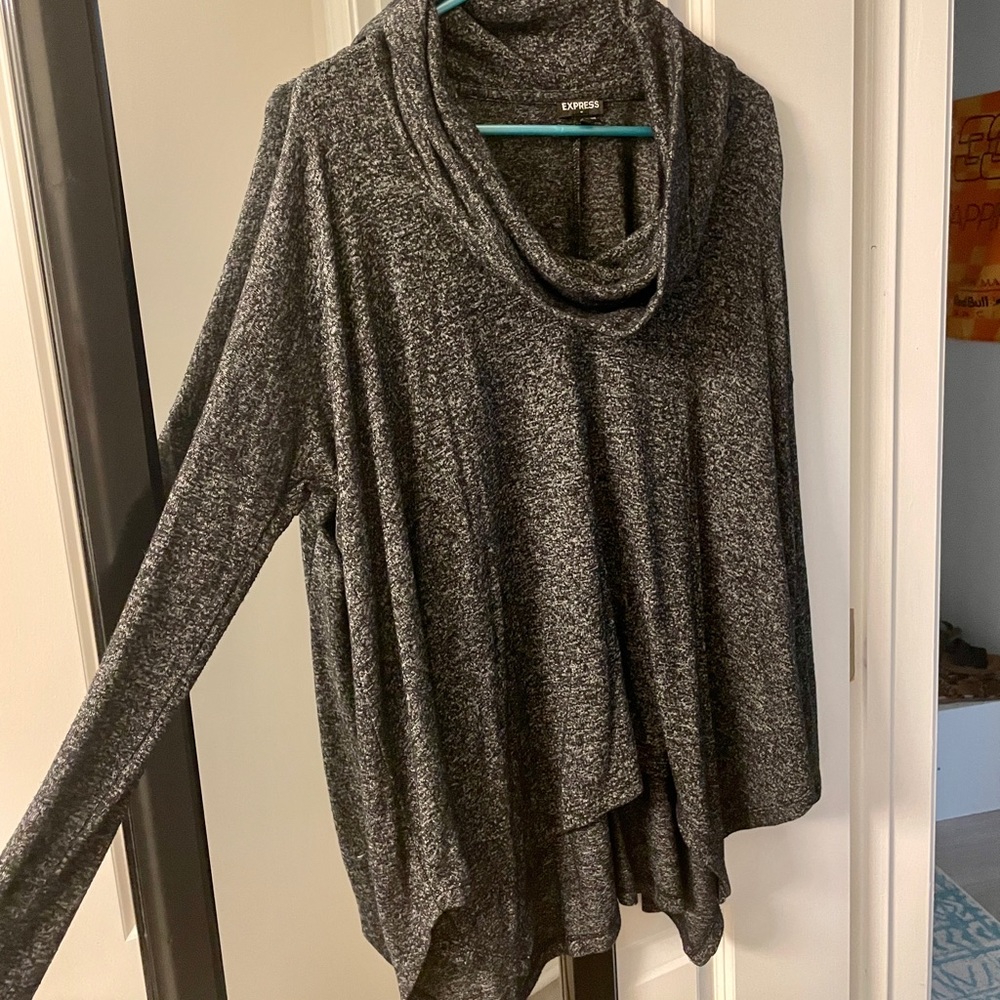 Express gray cowl neck long sleeve